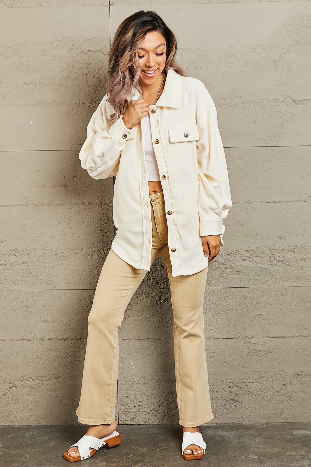 Cozy Girl Full Size Button Down Shacket