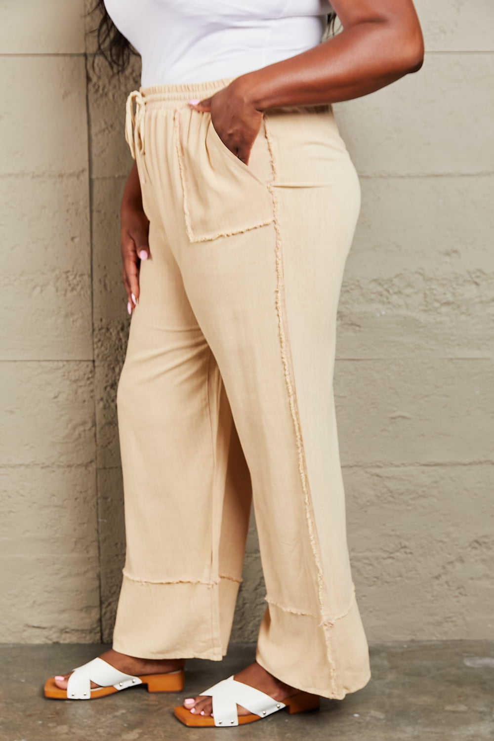 Love Me Full Size Mineral Wash Wide Leg Pants